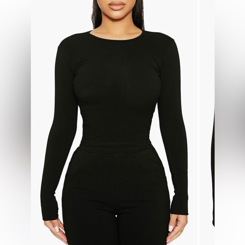 naked wardrobe snatched to the t top -  black
